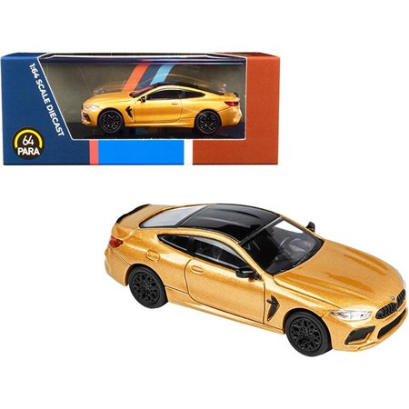 PARAGON 3 in. 1-64 Scale Coupe Java BMW M8 Diecast Model Car, Metallic Gold & Black PA-55217